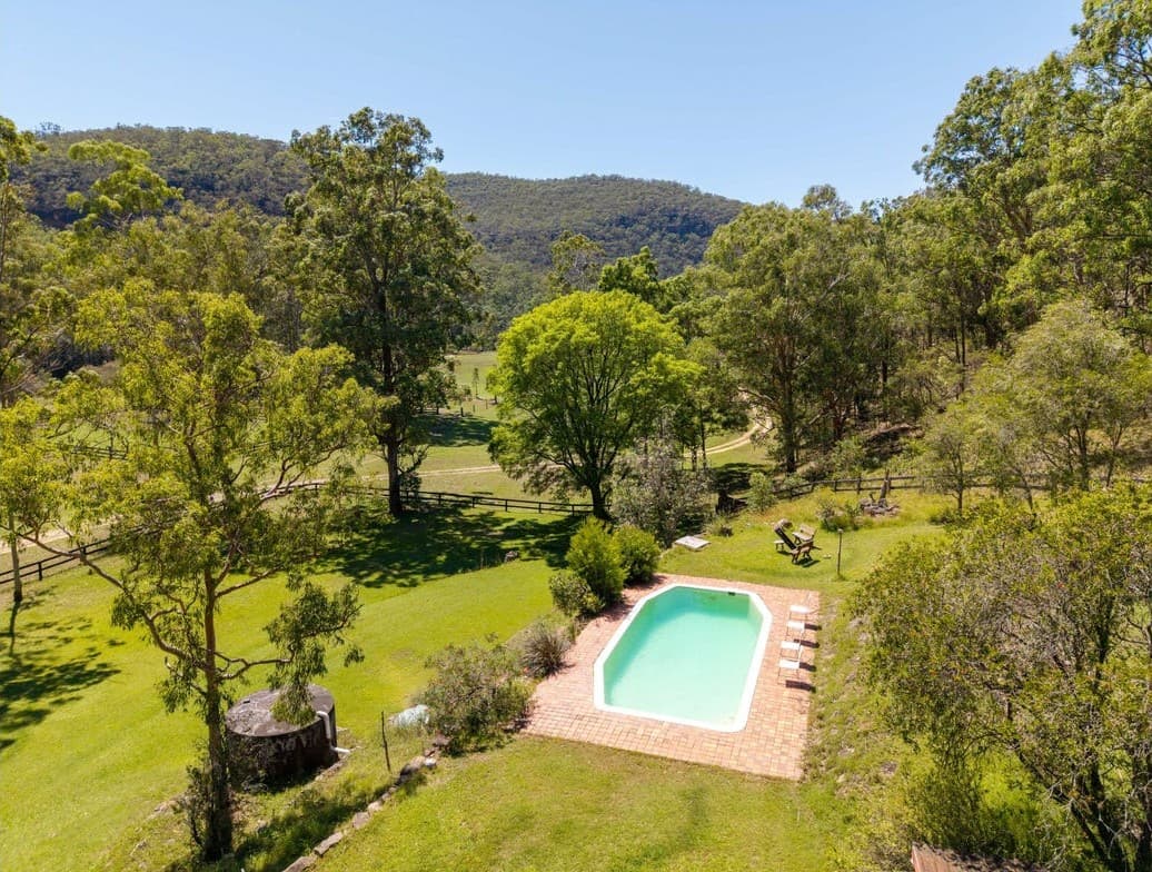 The homestead and pool from above